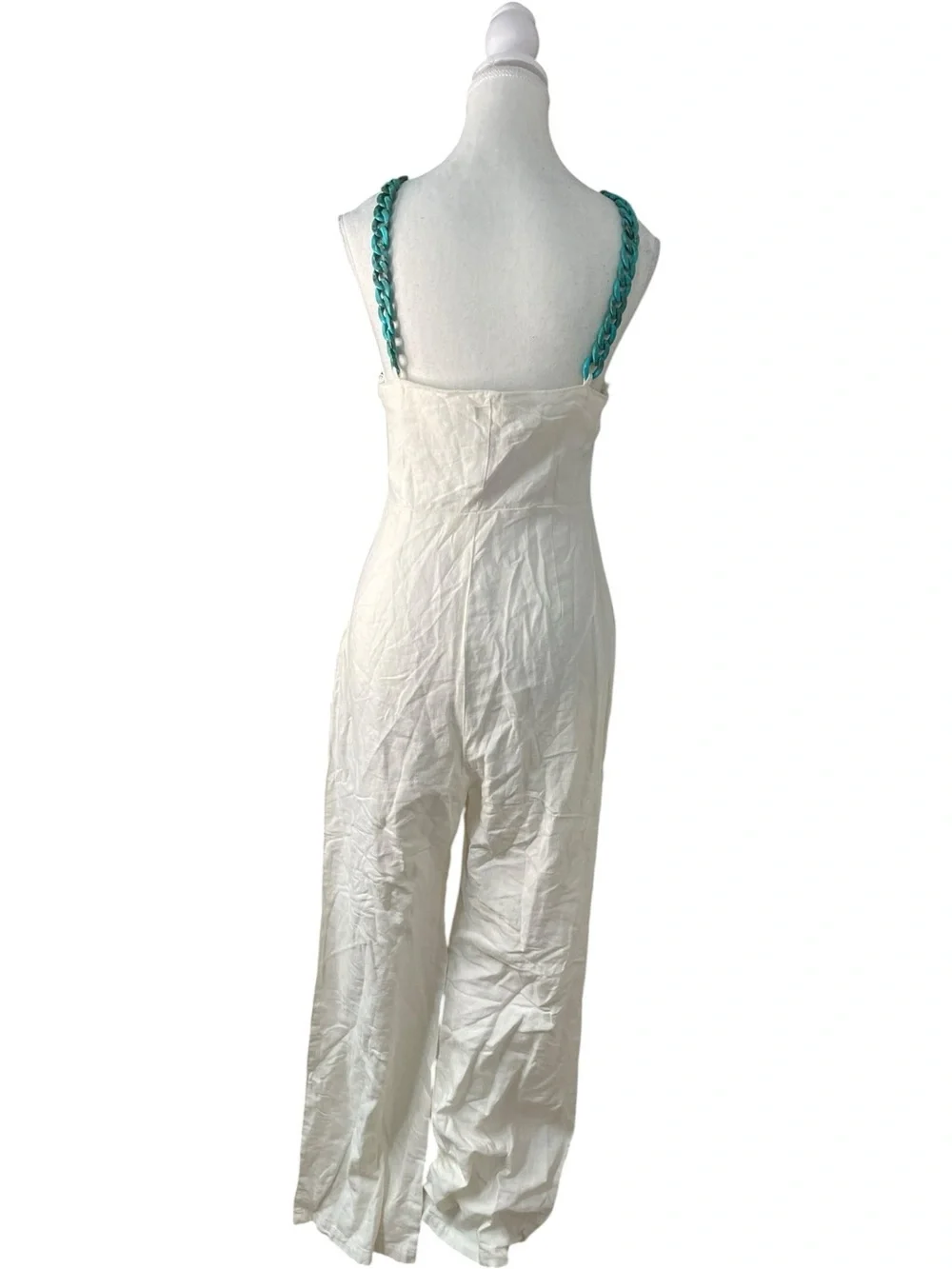 Zara Linen Jumpsuit with Chain White